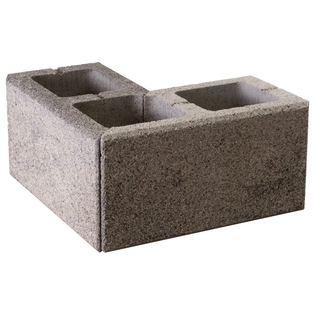 Zaunstein Modern 20cm gestrahlt Rauchquarz Eckstein 40x40 ge