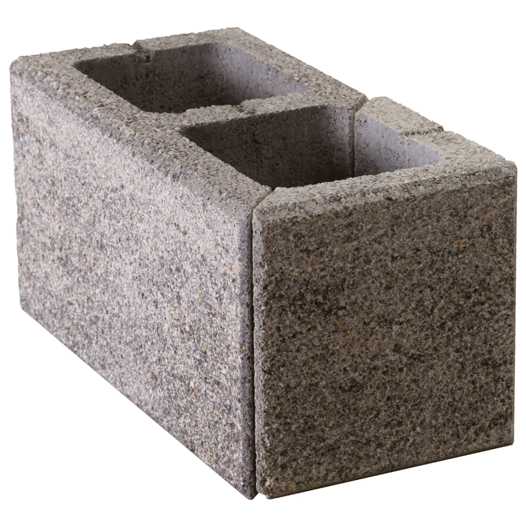 Zaunstein Modern 20cm gestrahlt Rauchquarz Eckstein 40x20 li