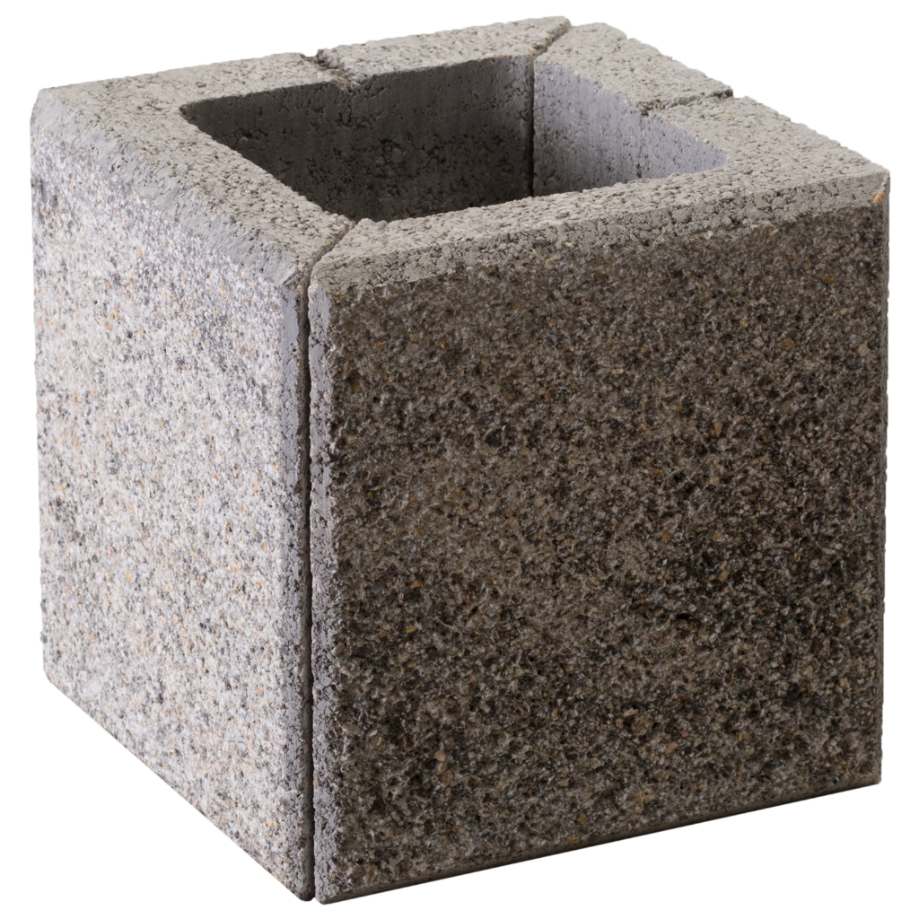 Zaunstein Modern 20cm gestrahlt Rauchquarz Eckstein 20x20 ge