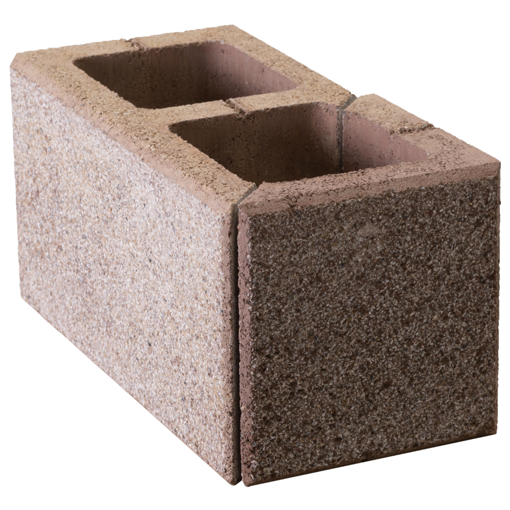 Zaunstein Modern 20cm gestrahlt Sepia Eckstein 40x20 links g