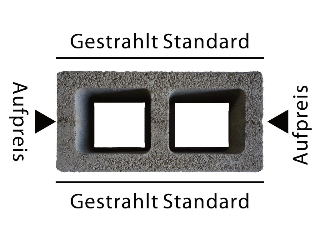Zaunstein Modern 20cm gestrahlt Aufpreis zusätzliche Seitenf