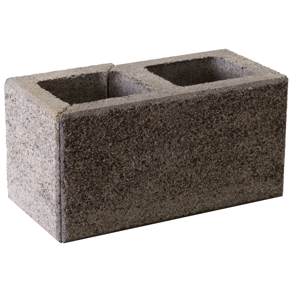 Zaunstein Modern 20cm gestrahlt Rauchquarz Eckstein 20x40 re