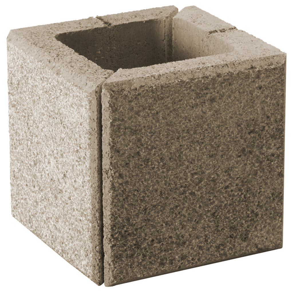 Zaunstein Modern 20cm gestrahlt Sand Eckstein 20x20