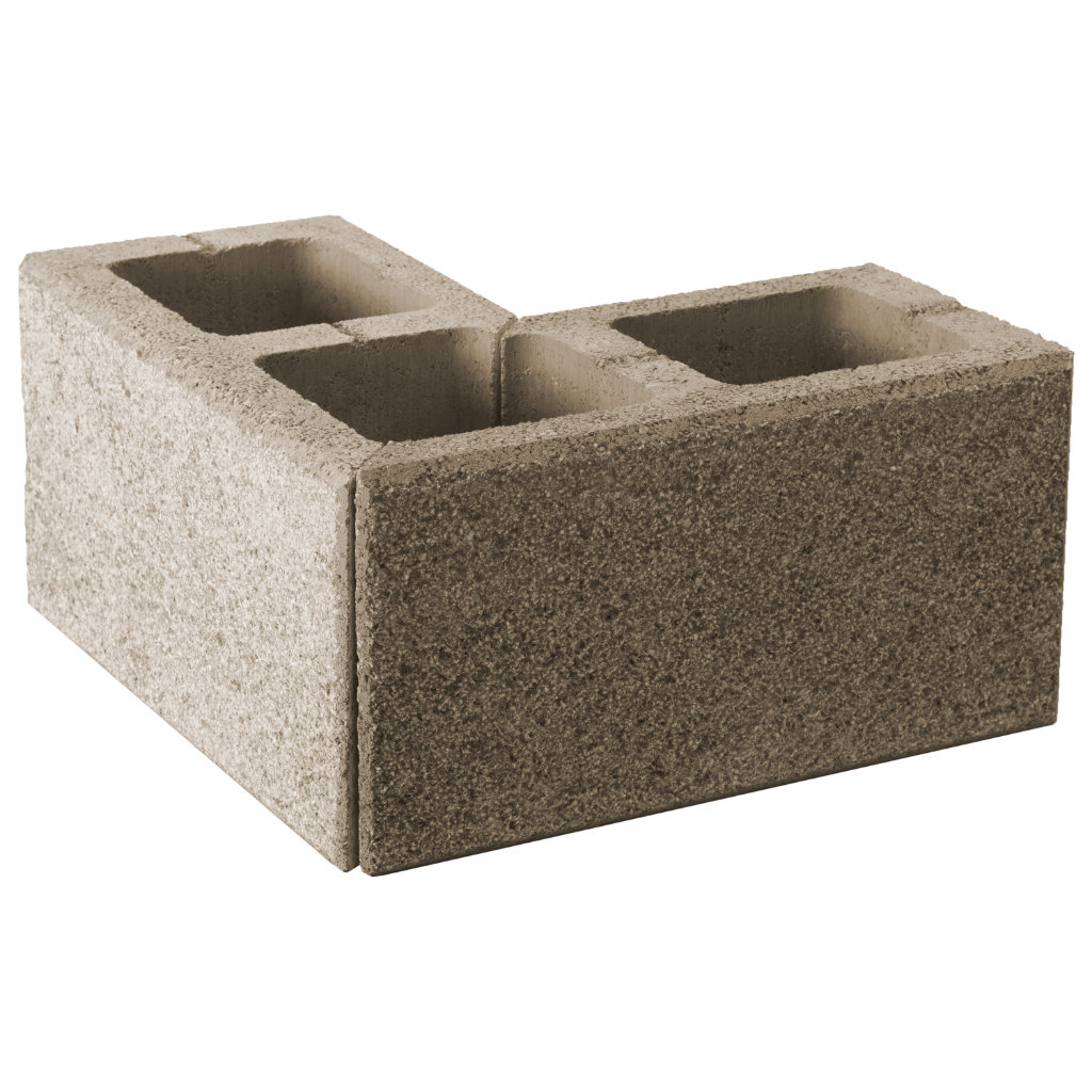 Zaunstein Modern 20cm gestrahlt Sand Eckstein 40x40
