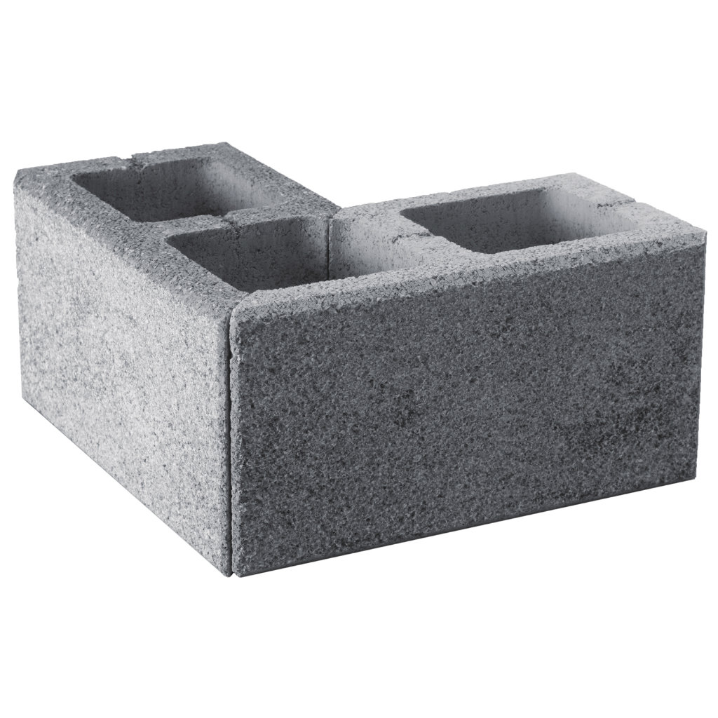 Zaunstein Modern 20cm gestrahlt Perlgrau Eckstein 40x40