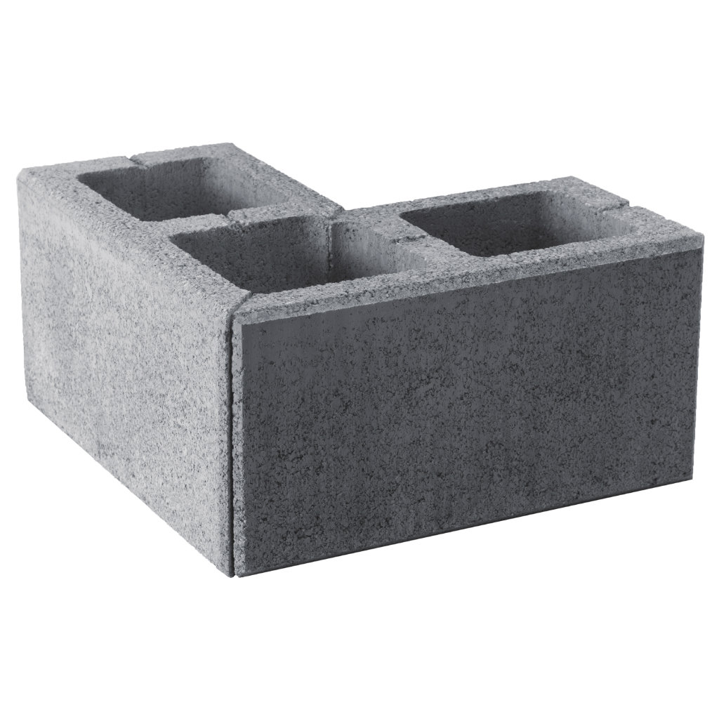 Zaunstein Modern 20cm natur Perlgrau Eckstein 40x40