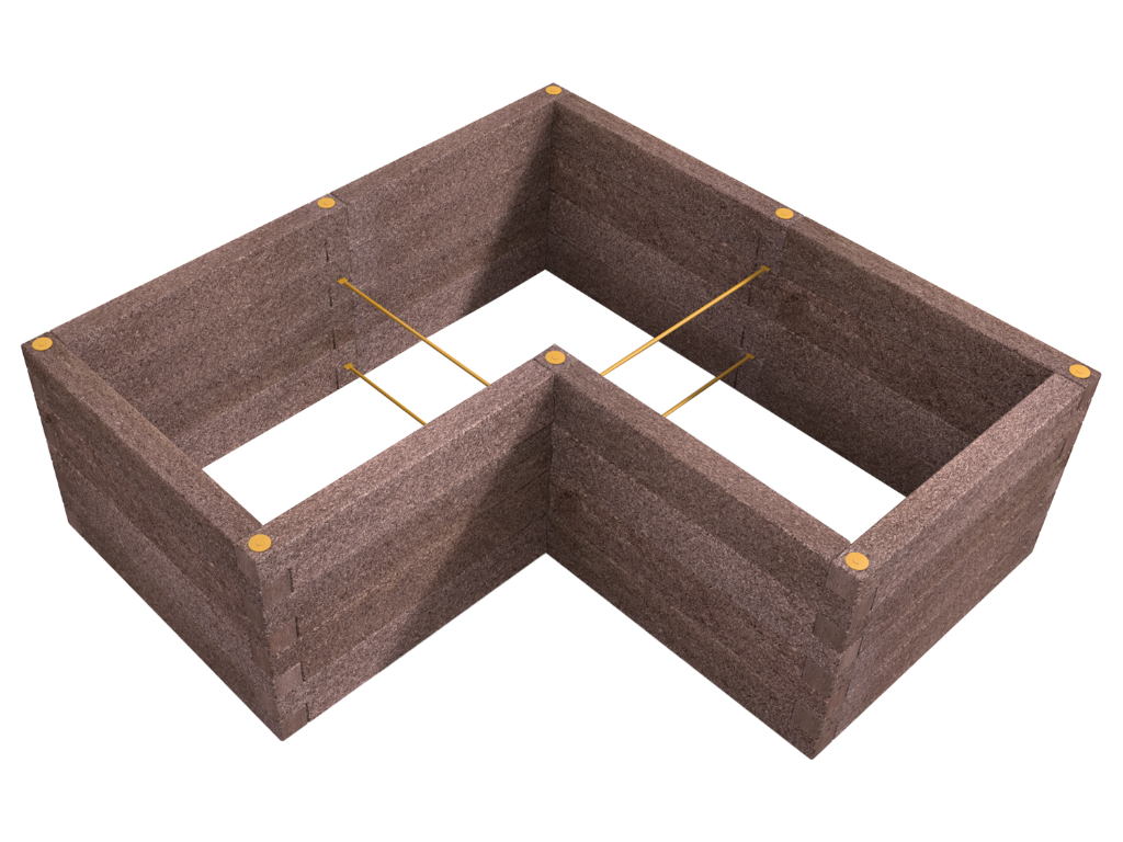 Durisol Hochbeet L-Form 230x230x80 Rotbraun
