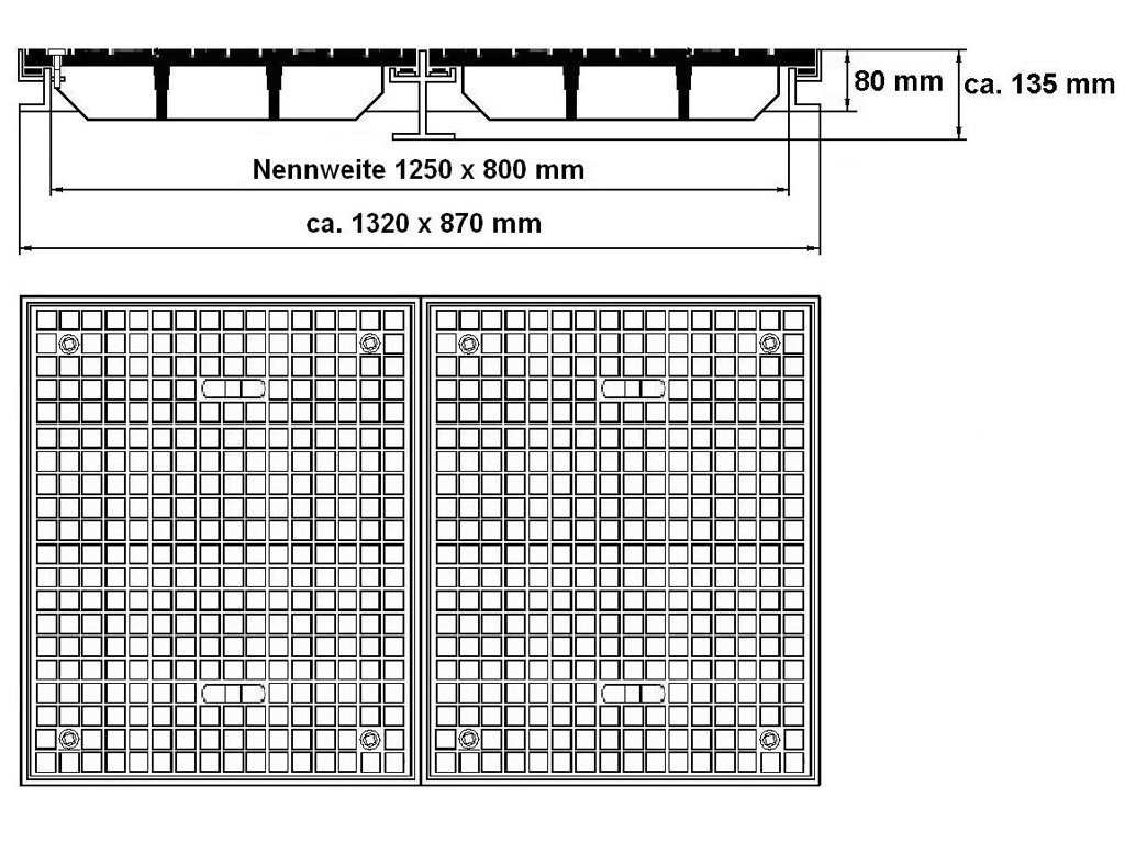 Schachtabdeckung 1250 x 800 mm