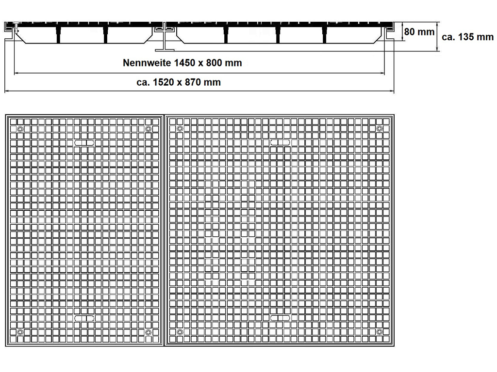 Schachtabdeckung 1450 x 800 mm