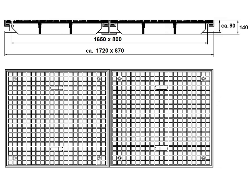 Schachtabdeckung 1650 x 800 mm