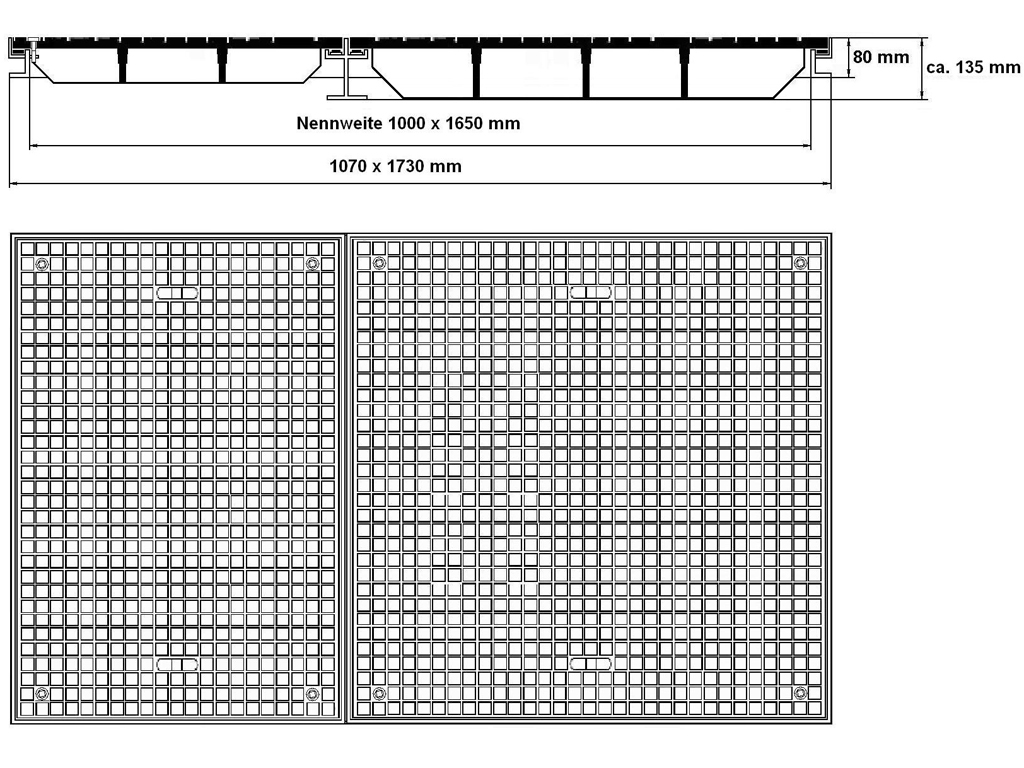 Schachtabdeckung 1650 x 1000 mm