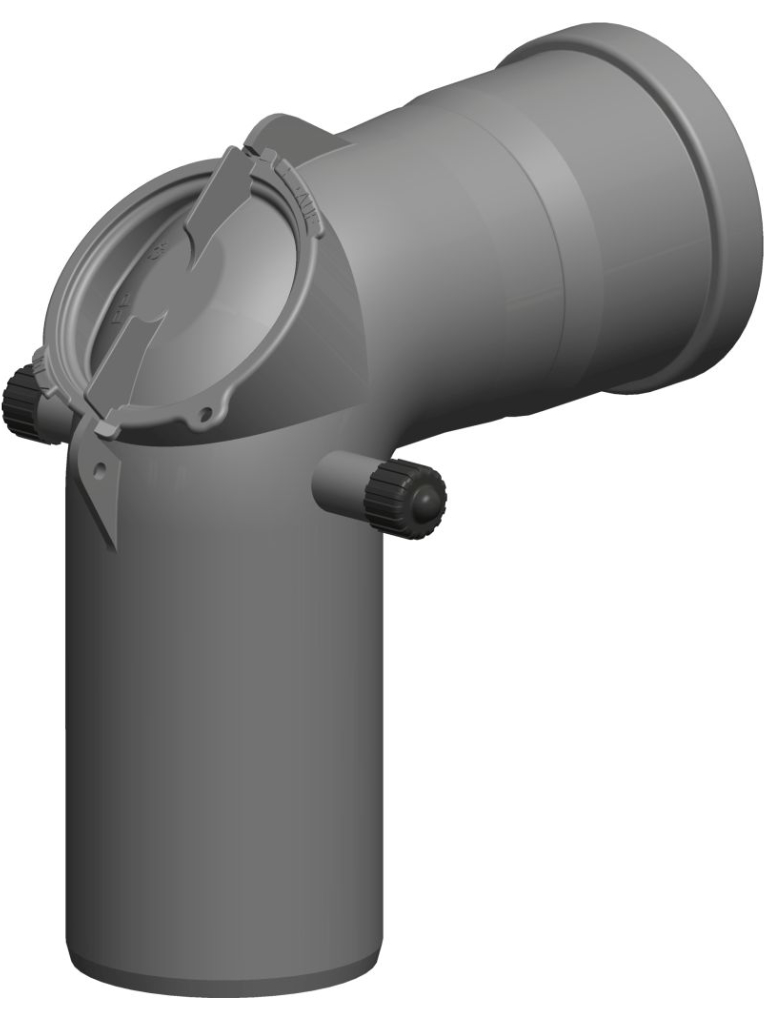 Modulares Stecksystem - Bogen 87° mit Revisionsöffnung und zwei Messöffnungen