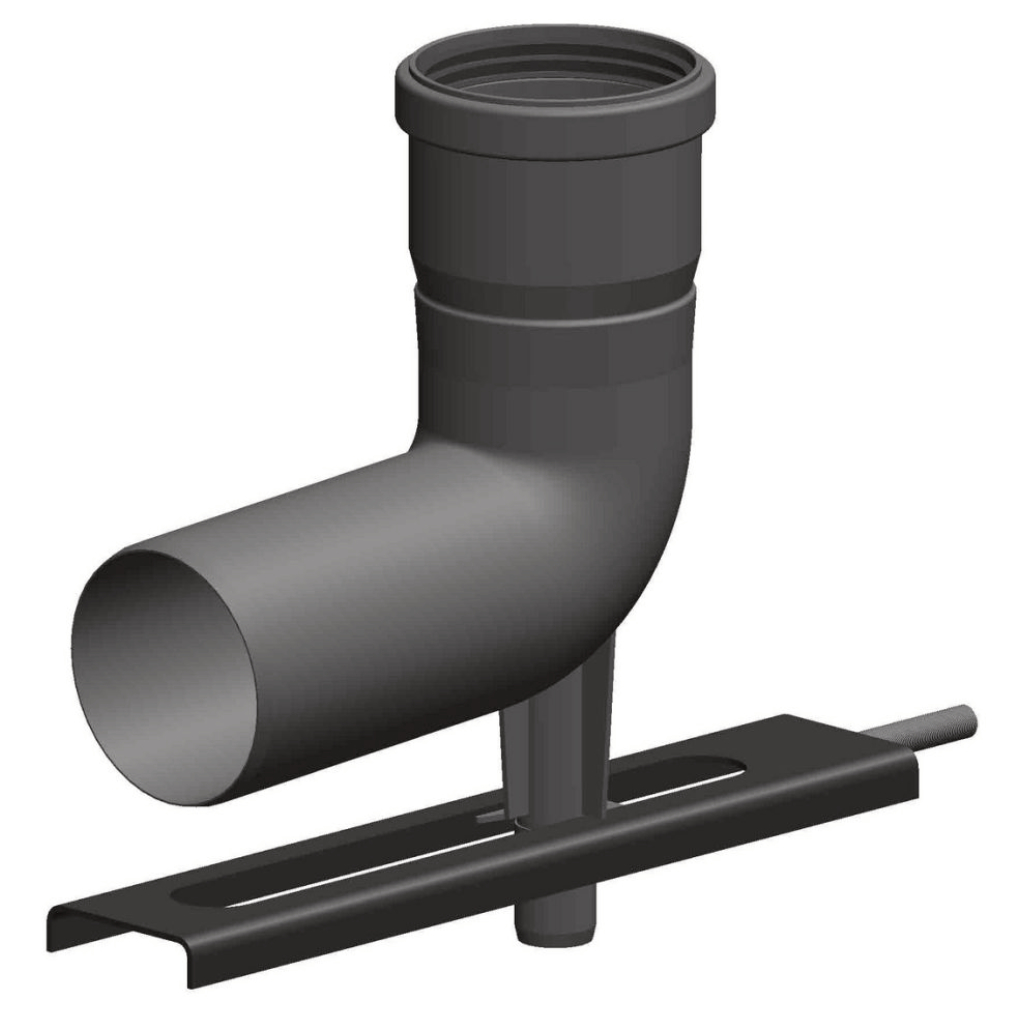 Modulares Stecksystem - Kamineinführung 87° mit Stahlblechauflager verzinkt für starre Rohre