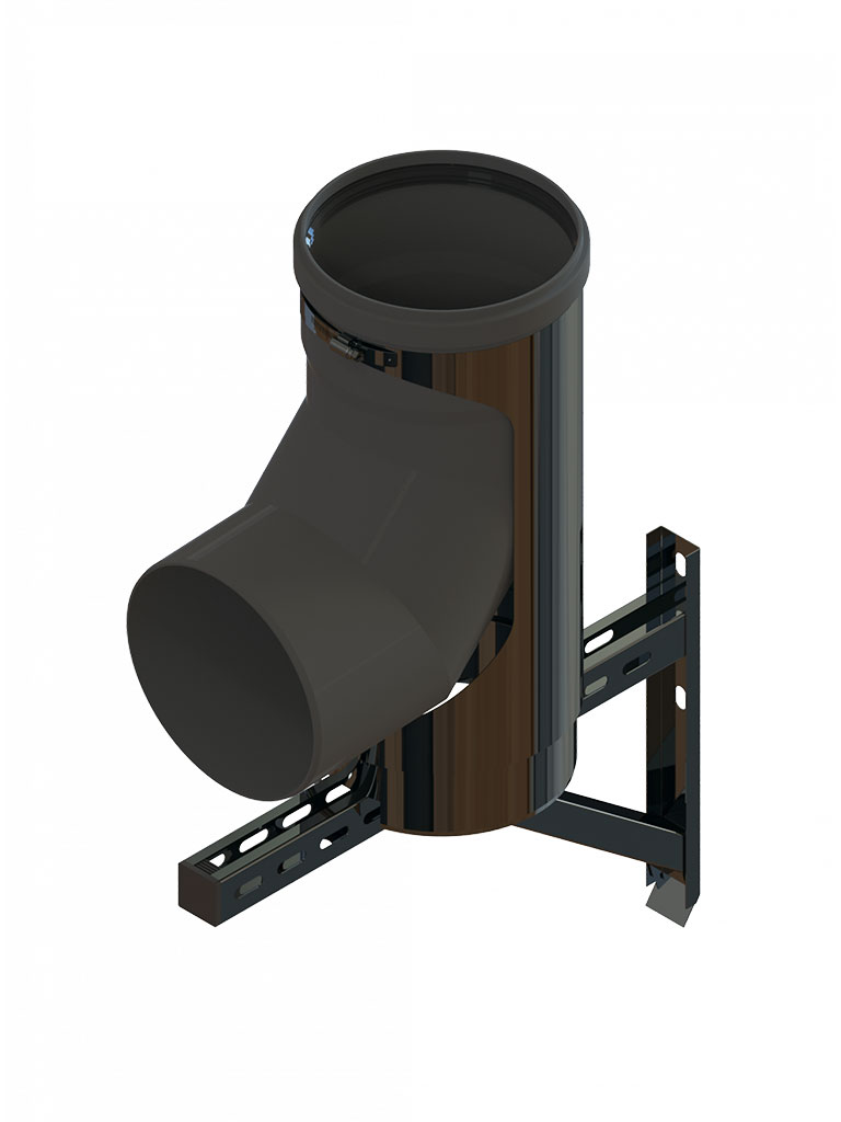 Modulares Stecksystem - Kamineinführung 87° mit Schachteinführungsstütze mit Auflagekonsole