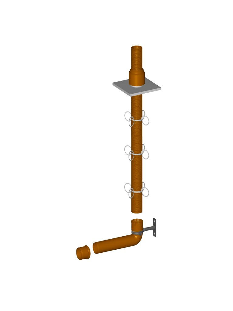 PolyLine PVDF Kaminpakete Kamineinführung mit Bogen 87°