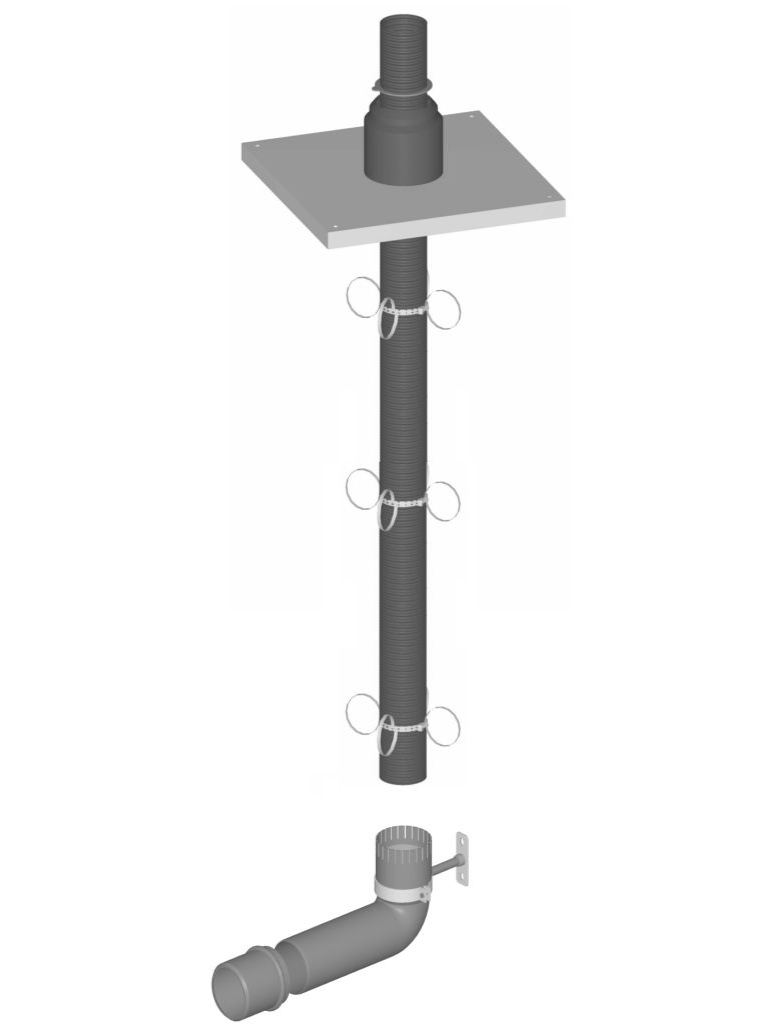 PolyLine PVDF Kaminpakete Kamineinführung mit Bogen 87°