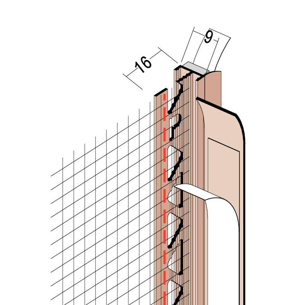 Anputzdichtleiste mit Schutzlippe, Gewebe für WDV-Systeme