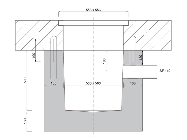 Pumpensumpf TYP 1 geschlossen 50X50cm innen WST.16cm