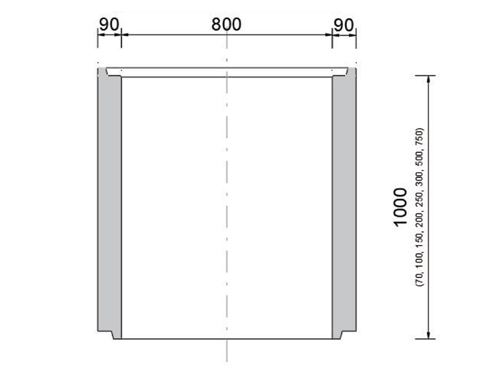 RHOMB. Schachtring 1500X 500X 90 mm mit Boden