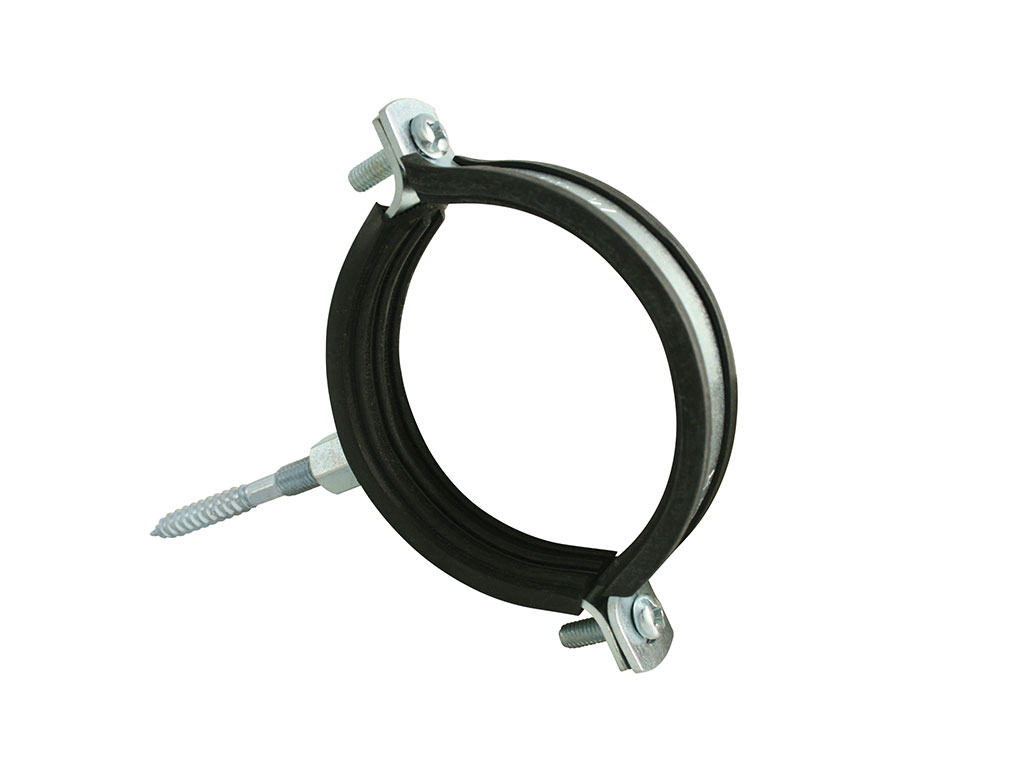 HT-Schelle, schallgedämmt, mit Stockschraube, 8 x 80 mm