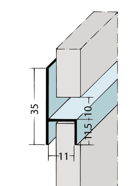 Fugen-h-Profil horizontal Alu EV1 9088
