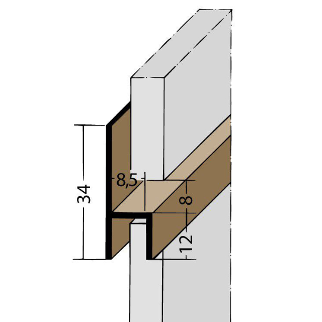 Fugen-h-Profil horizontal PVC 3535