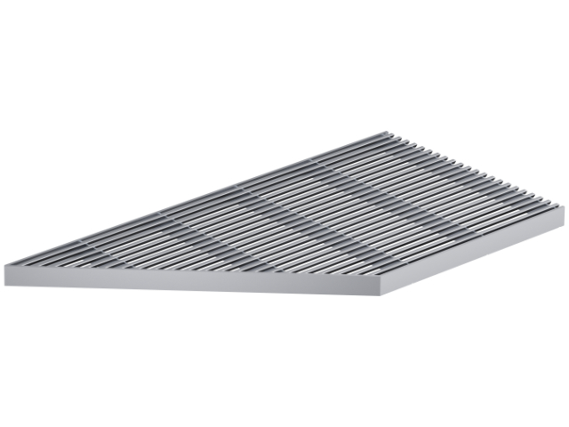 Design-Längsstabrost für Eckelement Edelstahl links RB 250