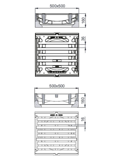 Rahmen: Beton-Guss | Rost: Gusseisen Klasse D 400