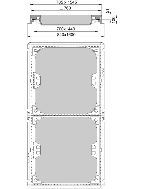 Rahmen: Gusseisen | Deckel: Beton-Guss | lichte Weite 700/1440