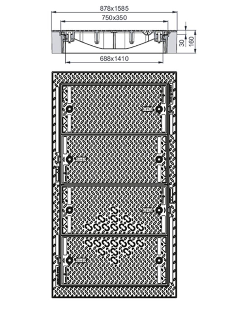 Rahmen: Beton-Guss | Deckel: Gusseisen | lichte Weite 700/1410