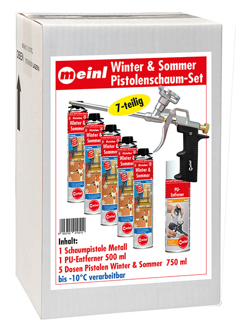 Winter & Sommer Pistolenschaum-Set 7-teilig 1-K-Polyurethanschaum