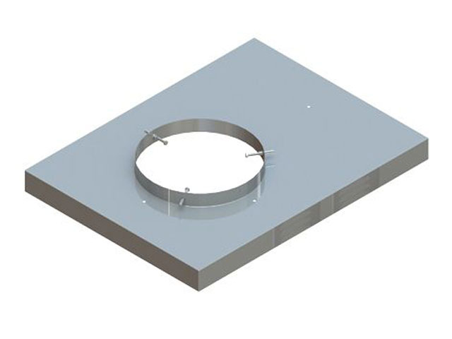 Einzelteile - Edelstahlabdeckplatte einzügig mit Luftschacht inkl. Distanzset