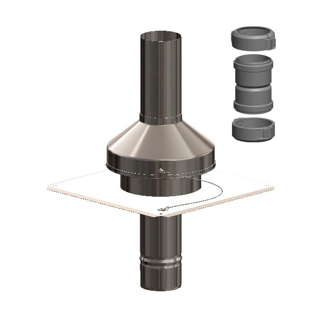 Modulares Stecksystem - Mündungspaket Edelstahl für flexible Rohre mit Edelstahlrohr und Verbinder