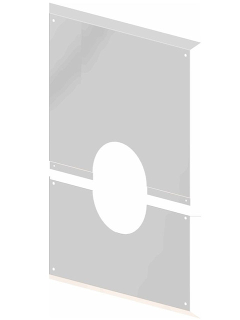 Konzentrisches System - Wandblende geteilt ohne Lüftungsschlitze (Stahlblech pulverbeschichtet weiß)