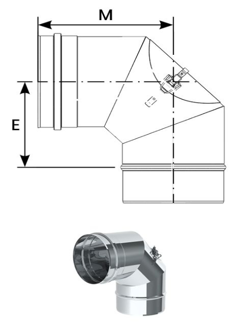 Einzelteile - Bogen 90° mit Revisionsöffnung für den Unterdruck