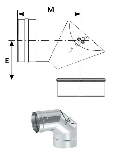 Einzelteile - Bogen 90° mit Revisionsöffnung für den Überdruck