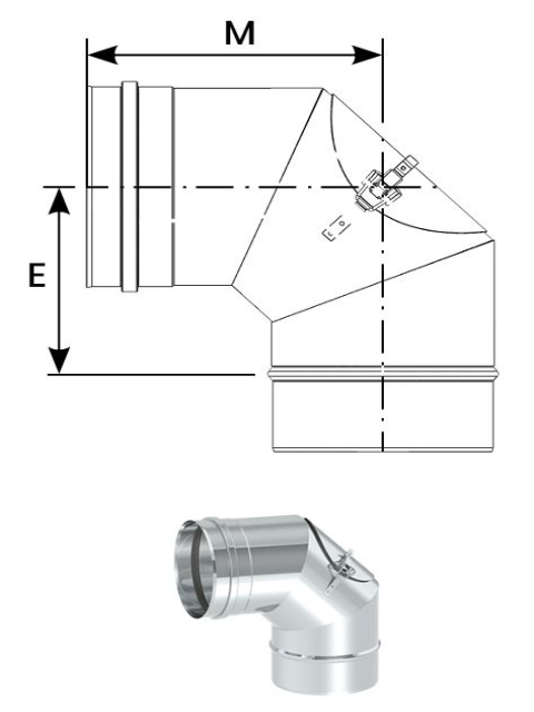 Einzelteile - Bogen 87° mit Revisionsöffnung für den Überdruck