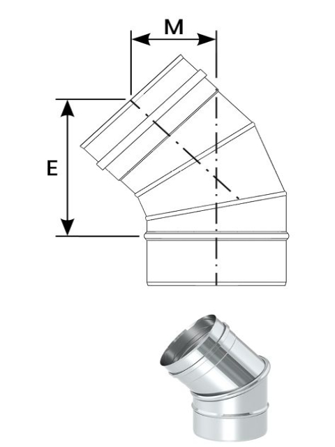 Einzelteile - Bogen 0° - 45° verstellbar