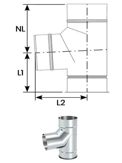 Einzelteile - Bogen 87° mit Stützfuß und Übergang auf NiroLine EW 06